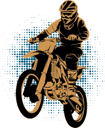 Motocross Iron and Wheels  Illustration