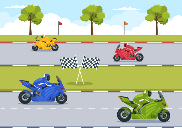 Motorbike race  イラスト