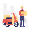 illustrations of motorcycle delivery