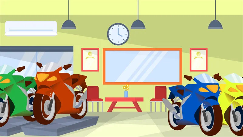 Motorcycle Showroom  Illustration