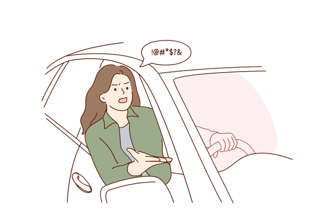 Motorista de carro sofre acidente  Ilustração
