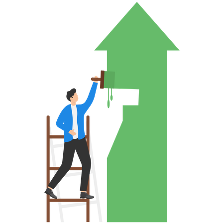 Motorists climb up stepladders to paint a growth interest rate  Illustration