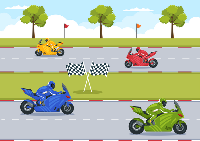 Motorradrennen  Illustration