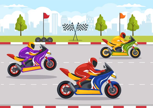 Motorradrennen  Illustration