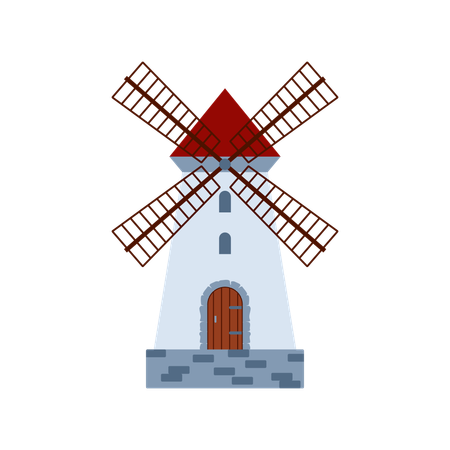 Moulin à vent rural médiéval  Illustration