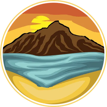 Mountain and river  Illustration