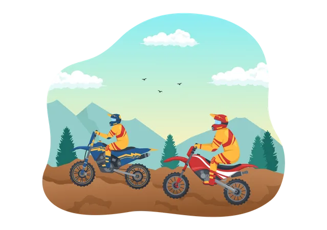 Mountain biking race Illustration