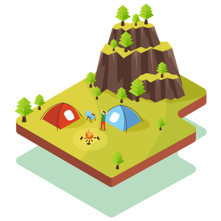 Mountain camping  Illustration