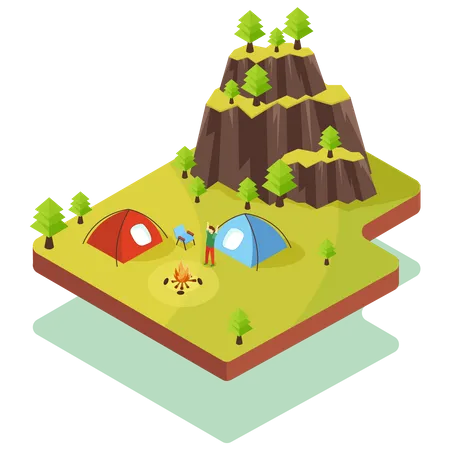 Mountain camping  Illustration