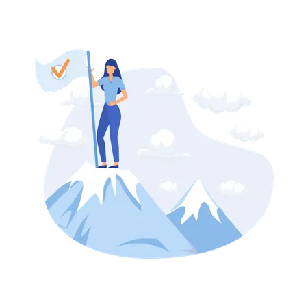 Mountain climber at top of the mountains Illustration