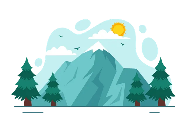 International Mountain Day Vector Illustration On December 11 With Mountains Panorama Green Valley And Trees In Flat Cartoon Background Design Illustration