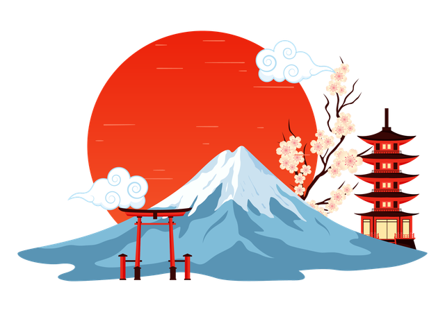 日本の山の日  イラスト