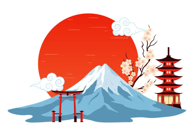日本の山の日  イラスト