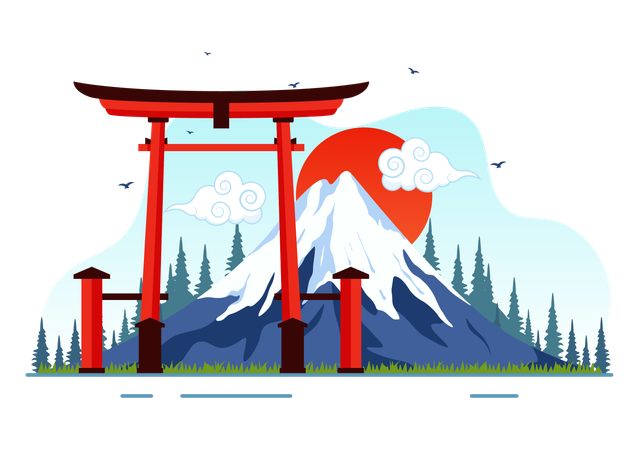 Mountain Day in Japan  Illustration