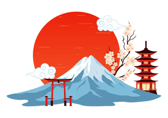 Mountain Day in Japan  Illustration