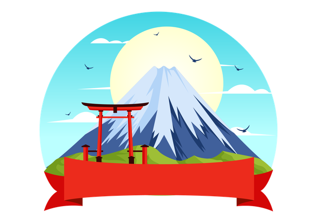 Mountain Day in Japan  Illustration