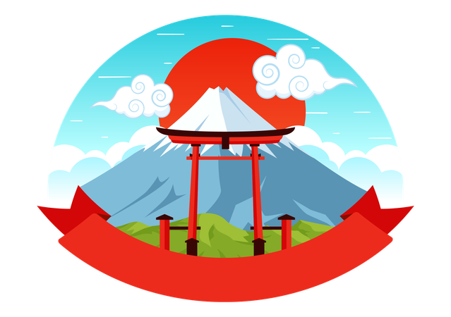 Mountain Day in Japan  Illustration