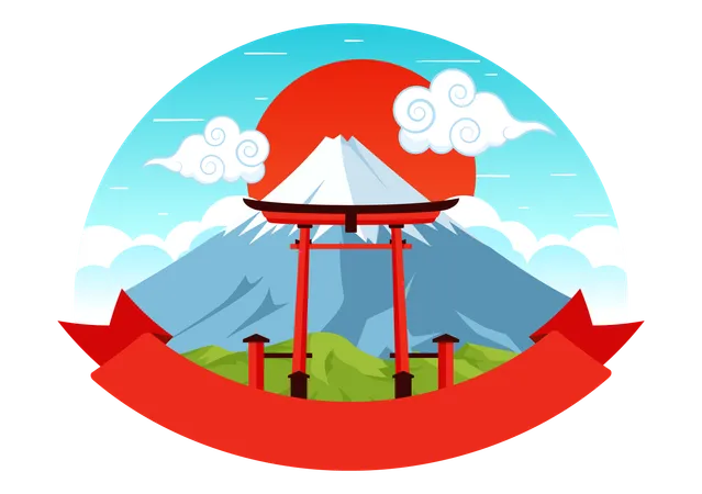 Mountain Day in Japan  Illustration