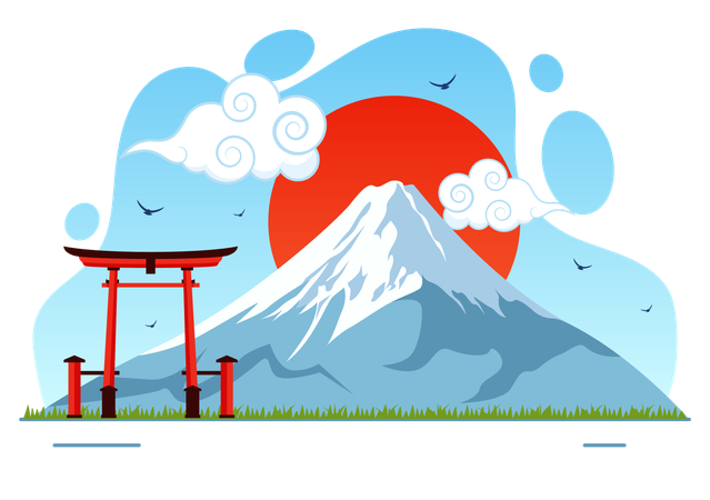 Mountain Day in Japan  Illustration