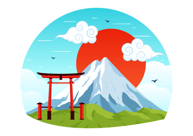 Mountain Day in Japan  Illustration