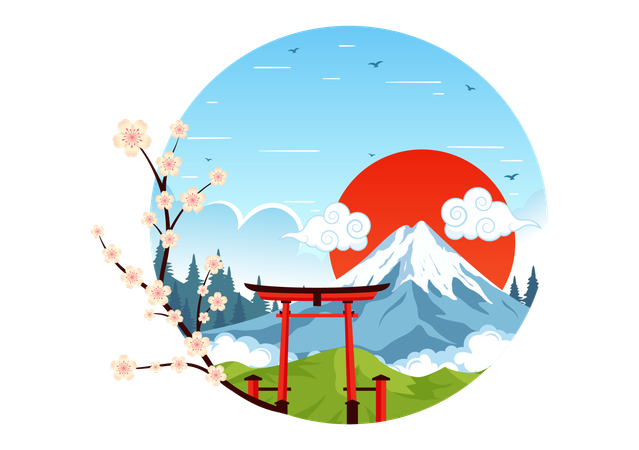 Mountain Day in Japan  Illustration