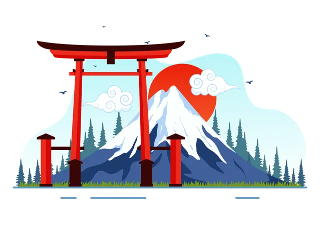 Mountain Day in Japan  Illustration