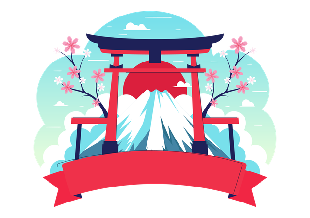 Mountain Day in Japan  Illustration