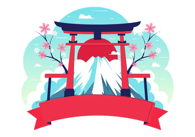 Mountain Day in Japan  Illustration