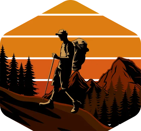 Mountain hike adventure  Illustration