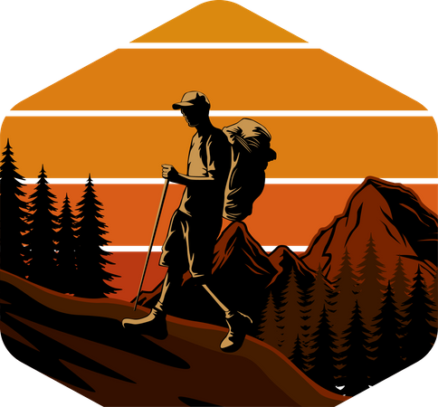 Mountain hike adventure  Illustration