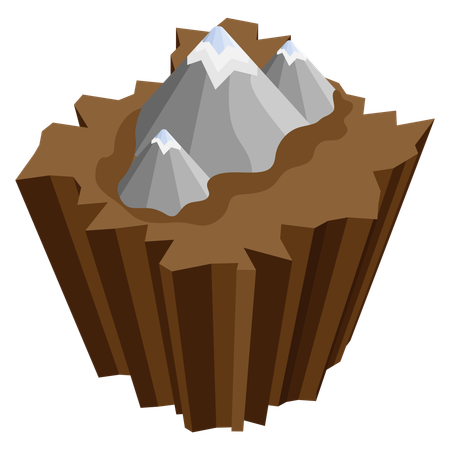 Mountain Peaks on Layered Terrain  Illustration