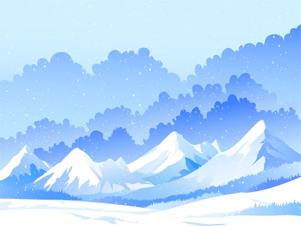 Mountain Range Winter Landscape  Illustration