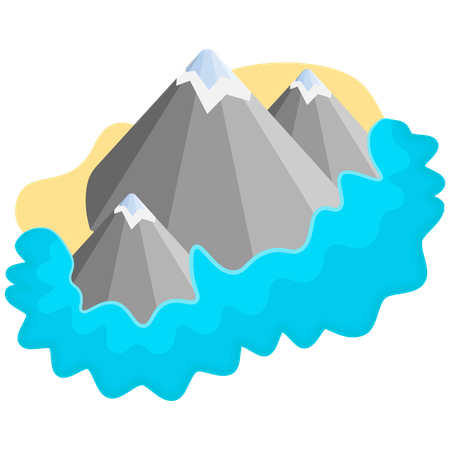 Mountain Range with Ocean  Illustration