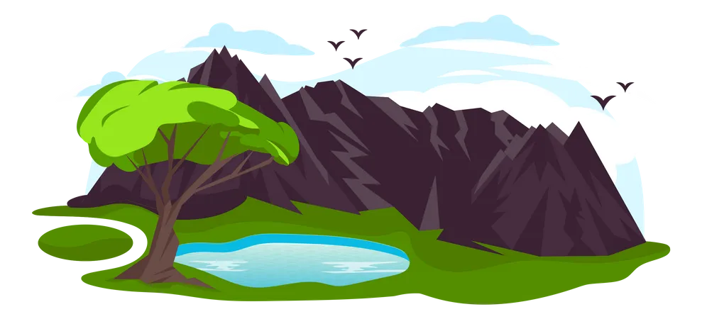 Mountain River Illustration