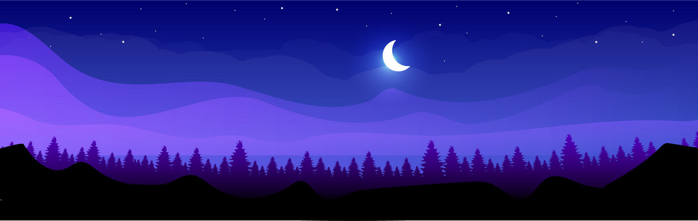 Mountains at night  Illustration