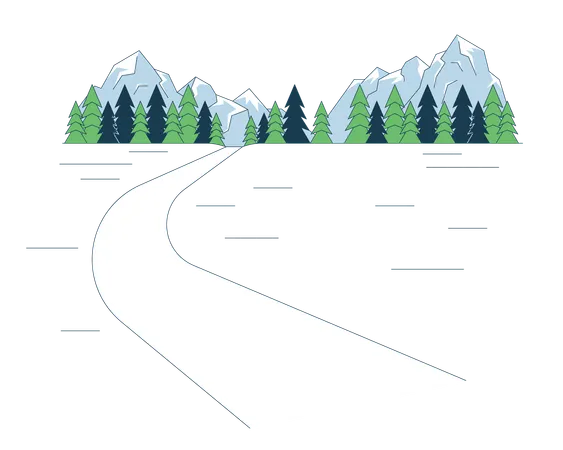 Mountainside ski trail  Illustration