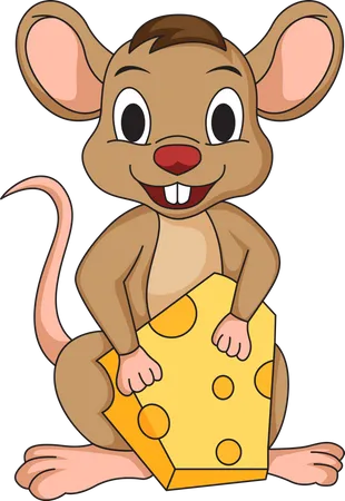 Mouse eating cheese  Illustration