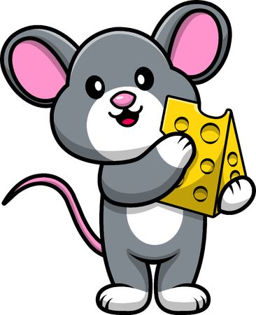 Mouse Holding Cheese  Illustration
