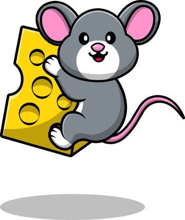 Mouse Hug Cheese  Illustration