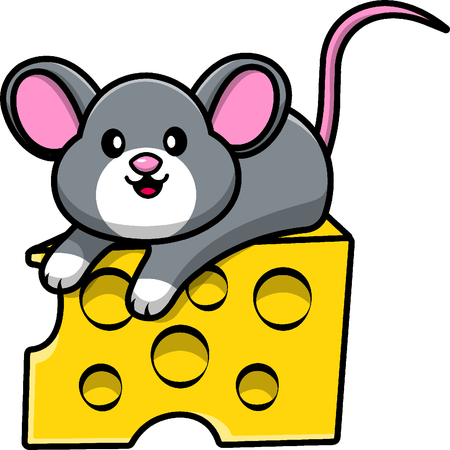 Mouse Sitting On Cheese  Illustration