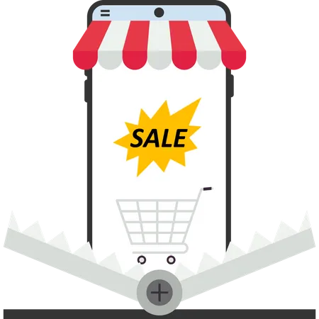Mouse trap and mobile with sale symbol  Illustration