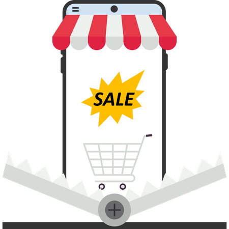 Mouse trap and mobile with sale symbol  Illustration