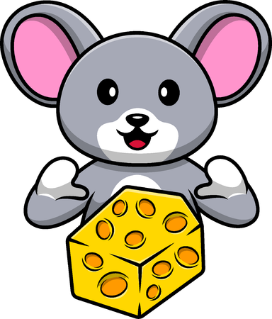 Mouse With Cheese  Illustration