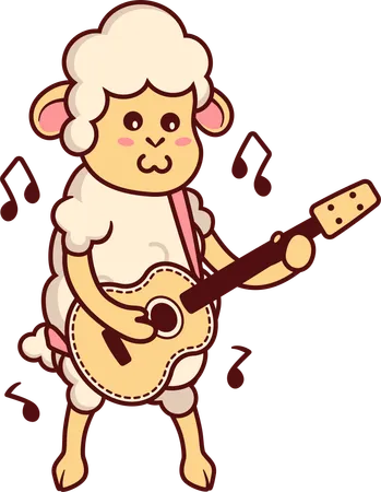 Moutons jouant de la guitare  Illustration