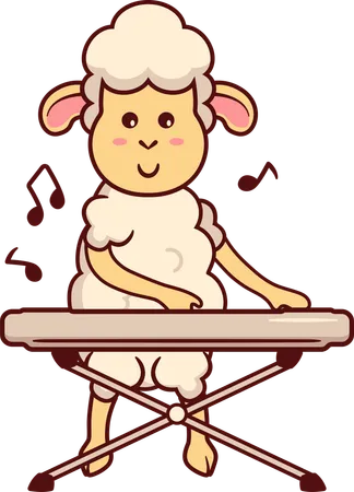 Moutons jouant du piano musical  Illustration