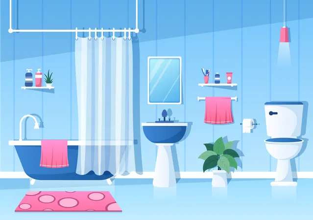 Interior de móveis de banheiro  Ilustração