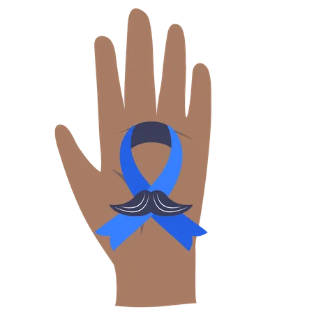 Movember hand with ribbon  Illustration