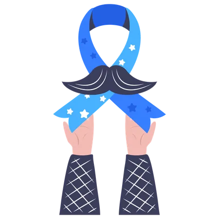 Movember hand with ribbon  Illustration