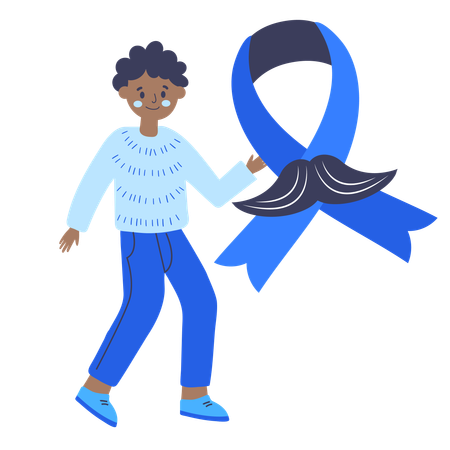 Movember man with ribbon  Illustration