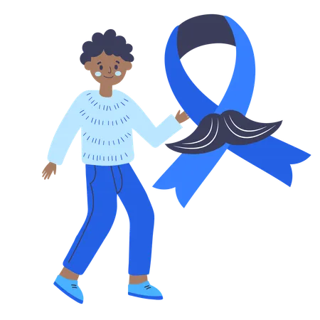 Movember man with ribbon  Illustration